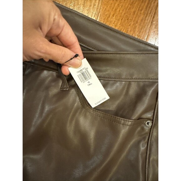 Old Navy Pants Women's 18 Tall OG Straight Brown Faux Leather High-Rise NWT - Picture 4 of 5